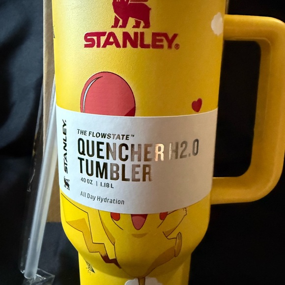 New 40oz Stanley Yellow Quencher H2.0 Tumbler Featuring Pikachu with Straw - Picture 2 of 9
